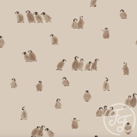 Coupon 73cm Family Fabrics - Coated Penguins Brazilian Sand Jersey