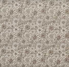 Tricot retro bloemen beige