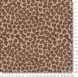 Family Fabrics - Coated Leopard Spots Brown Small Jersey