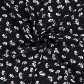 Viscose stretch flowers navy