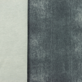 French terry digital print jeanslook gewassen grijs