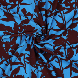 Magnolia stretch abstract blue/wine red