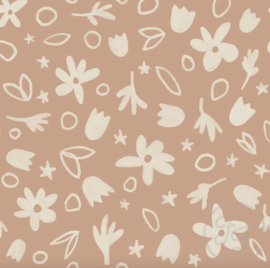 Family Fabrics - Coated Tropical Flowers Dusty Coral Jersey