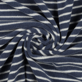 Rekbare badstof dyed stripes navy/off-white