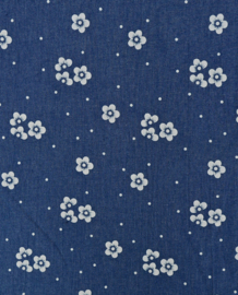 Jeans washed flowers & dots dark blue
