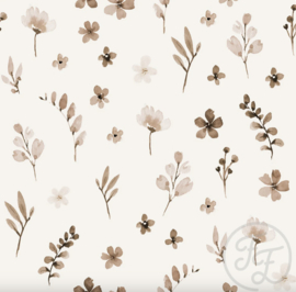 Family Fabrics - Coated Flower Karla Sepia Jersey