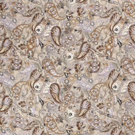 Viscose poplin paisley bloemen beige