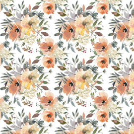 French terry digital flowers wit