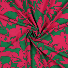 Magnolia stretch abstract green/fuchsia