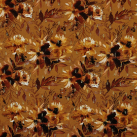 Viscose poplin lurex digital flowers hazel