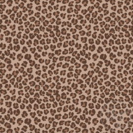 Family Fabrics - Coated Leopard Spots Brown Small Jersey