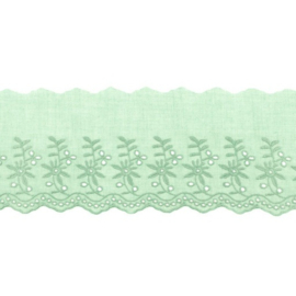 Broderie kantlint 90mm dubbele bloem dusty groen