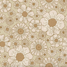 Family Fabrics - Beach Flowers Banana Muslin Crinkle