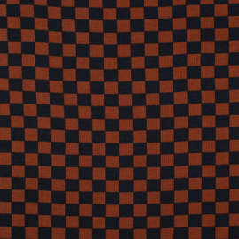 Wafeltricot check brown/navy