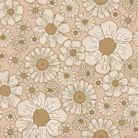 Family Fabrics - Coated Beach Flowers Coral Jersey
