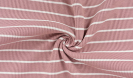 Ribtricot dyed stripes small oud-roze