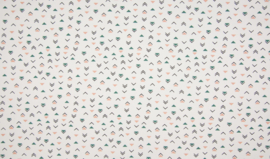 Katoen poplin off-white met gekleurde driehoekjes