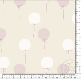 Family Fabrics - Coated Balloons Small Pink Beige Jersey
