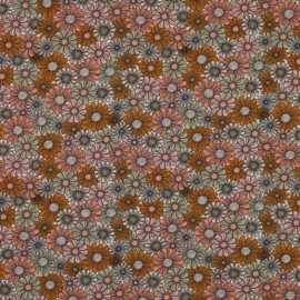 Katoen poplin flowers salmon