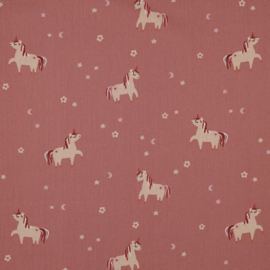 Katoen poplin unicorn dark mauve