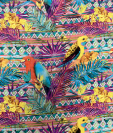 Viscose poplin parakeet jungle