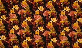 Viscose twill herfstbloemen pompoen