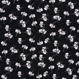 Viscose stretch flowers navy