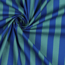 Katoen poplin stripes cobalt/sage