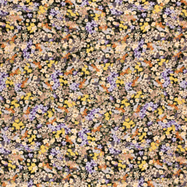 Viscose crêpe flower field purple