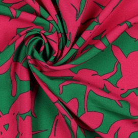 Magnolia stretch abstract green/fuchsia