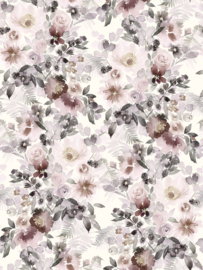 Ribtricot bloemen paars watercolour