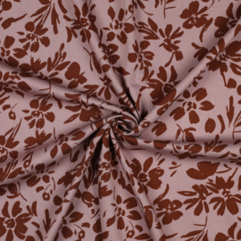 Viscose rosella stretch bloemen oud blush