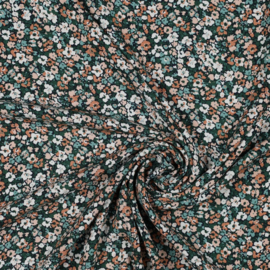 Viscose poplin mini flowers donkergroen