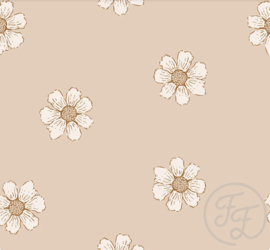 Family Fabrics - Coated Daisies Coral Jersey
