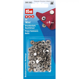 Prym drukknopen mini 8mm navulverpakking zilver gesloten