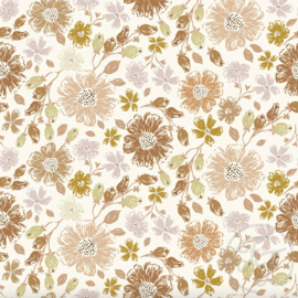 Coupon 92cm Family Fabrics - Coated Martine Flower Earthy Jersey