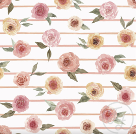 Family Fabrics - Roses & Stripes Rib