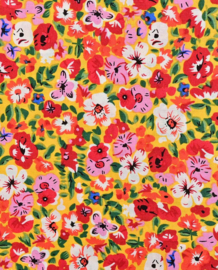 Viscose poplin summer flowers yellow