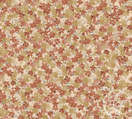 Family Fabrics - Floral Mix Peach Muslin Crinkle