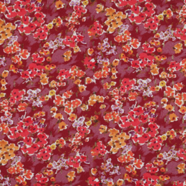 Viscose poplin small flowers cherry lurex