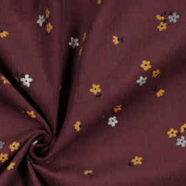 Babycord glitter flowers mulberry
