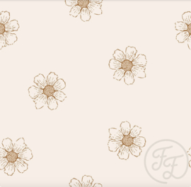 Family Fabrics - Coated Daisies Creme Jersey