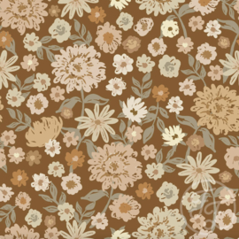 Family Fabrics - Coated Sixty Flowers Dark Jersey