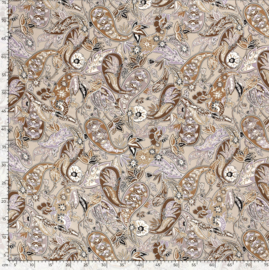 Viscose poplin paisley bloemen beige