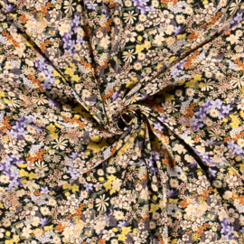 Viscose crêpe flower field purple