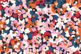 Tricot flower garden dark navy