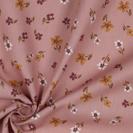 Katoen poplin goose and flowers mauve - flowers