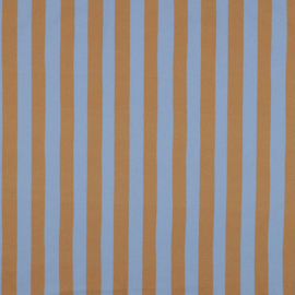 Katoen poplin stripes ochre/light blue