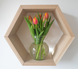 Eikenhouten Hexagons met kunstgroen achterwand