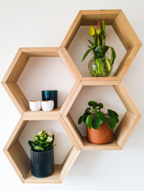 Eikenhouten Hexagons met kunstgroen achterwand